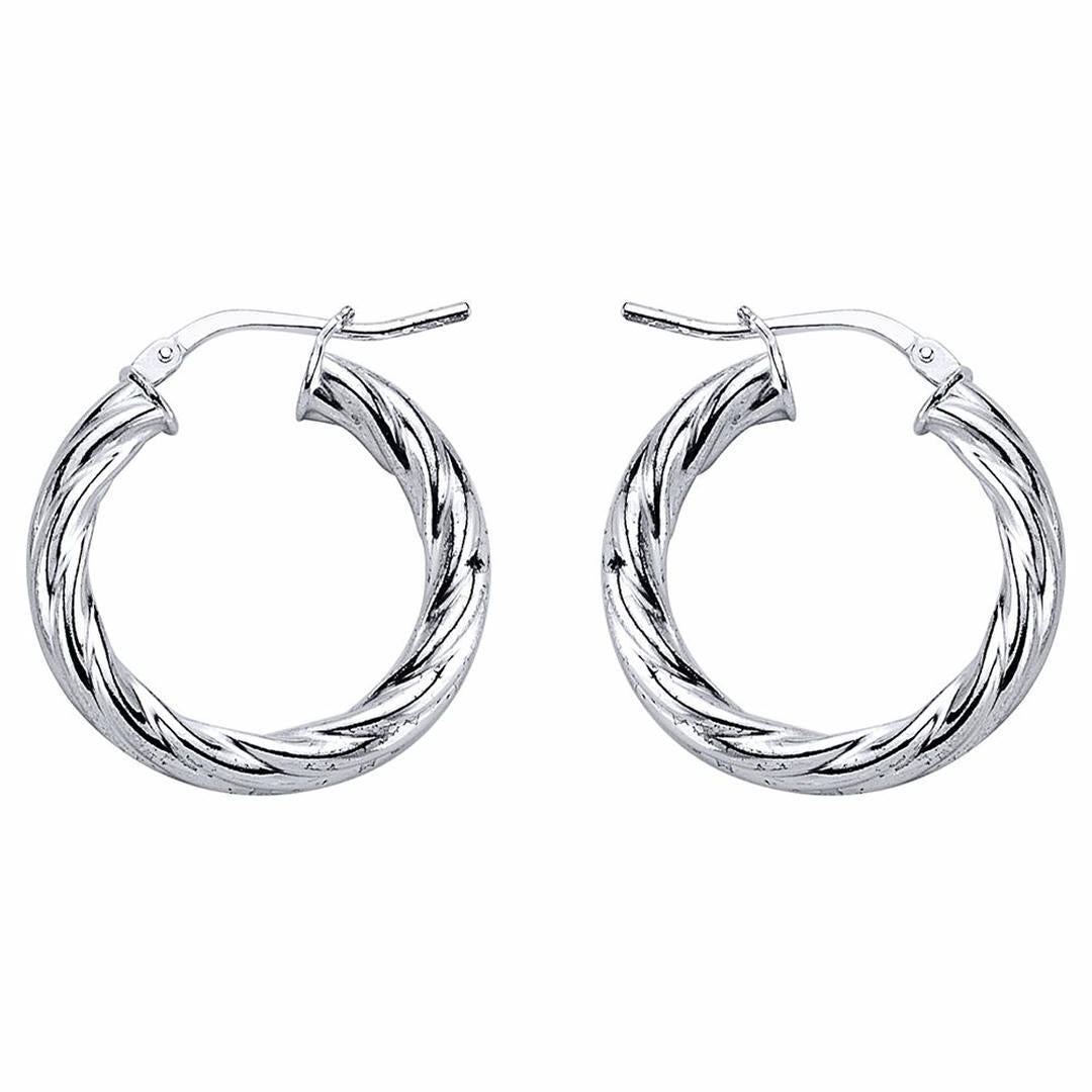 Silver  Twisted Hoop Earrings 4mm 23mm - ER16
