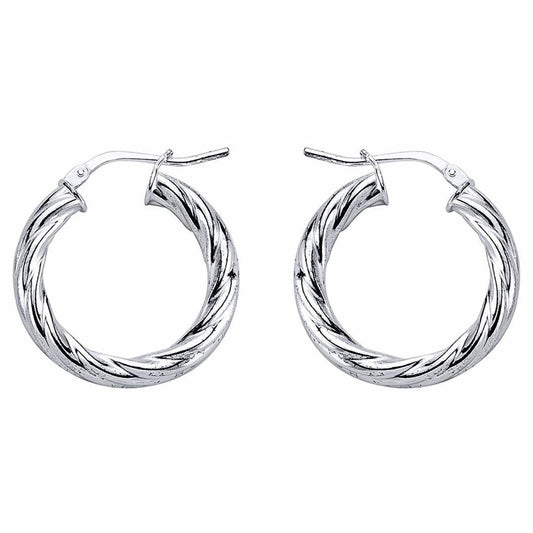 Silver  Twisted Hoop Earrings 4mm 23mm - ER16
