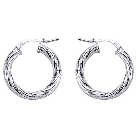Silver  Twisted Hoop Earrings 4mm 23mm - ER16
