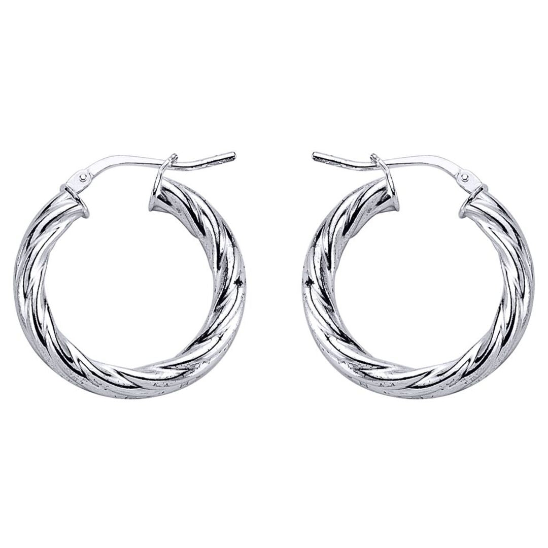 Silver  Twisted Hoop Earrings 4mm 23mm - ER16