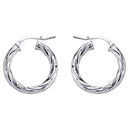 Silver  Twisted Hoop Earrings 4mm 23mm - ER16