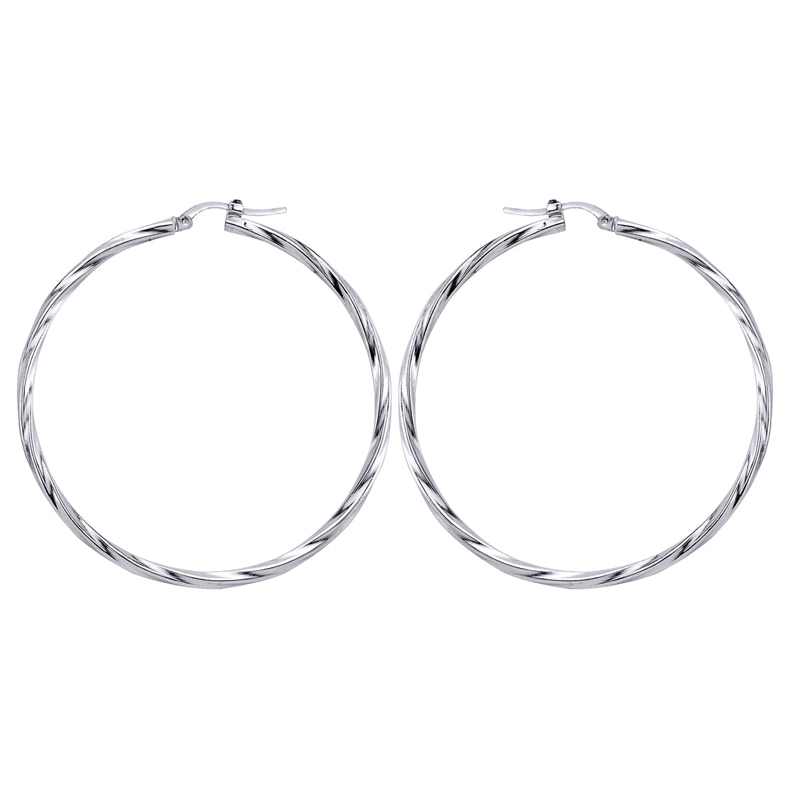 Silver  Twisted Hoop Earrings 59mm - ER17