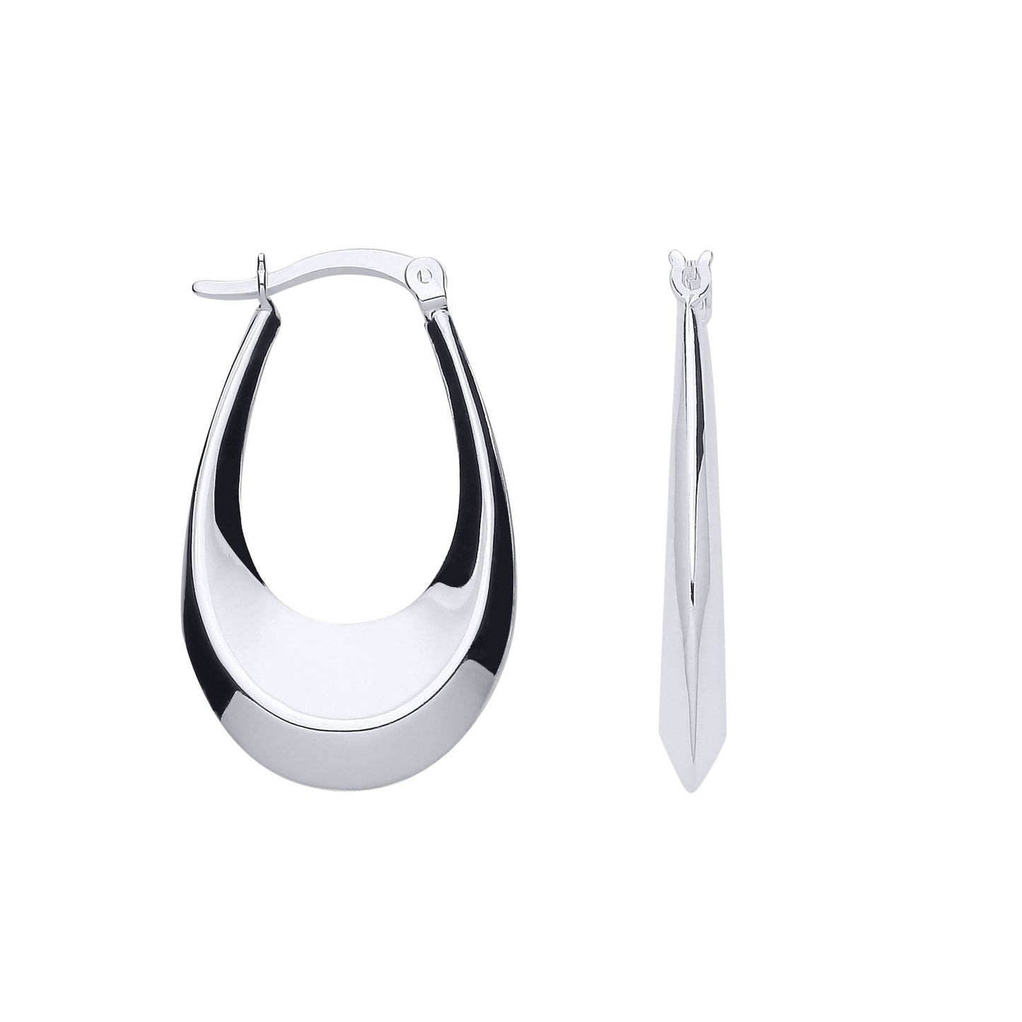 Silver  Polished Graduated Pear Handbag Creole Earrings - ER175