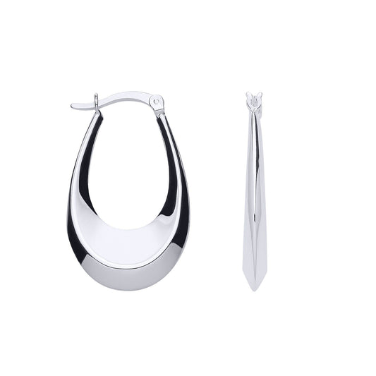 Silver  Polished Graduated Pear Handbag Creole Earrings - ER175