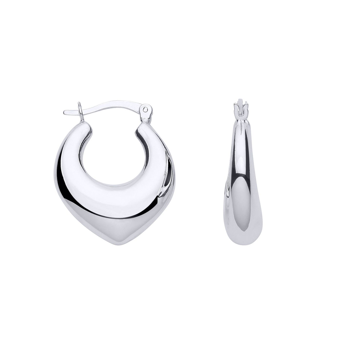 Silver  Horned Love Heart Puffed Creole Earrings - ER177