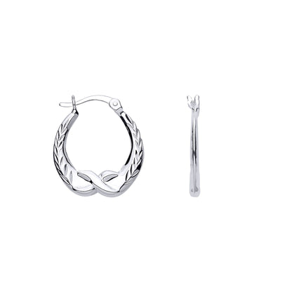 Silver  Olive Branch Crossover Kisses Creole Earrings - ER179