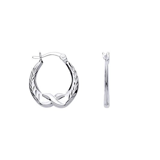 Silver  Olive Branch Crossover Kisses Creole Earrings - ER179
