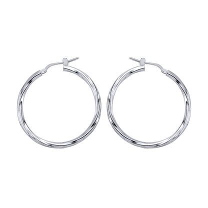Silver  Twisted Hoop Earrings 37mm - ER18