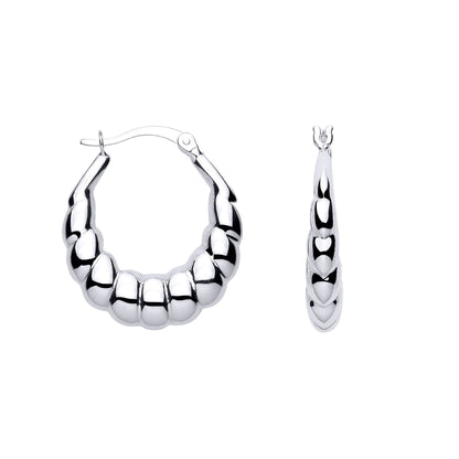 Silver  Polished Round Twisted Croissant Creole Earrings - ER182