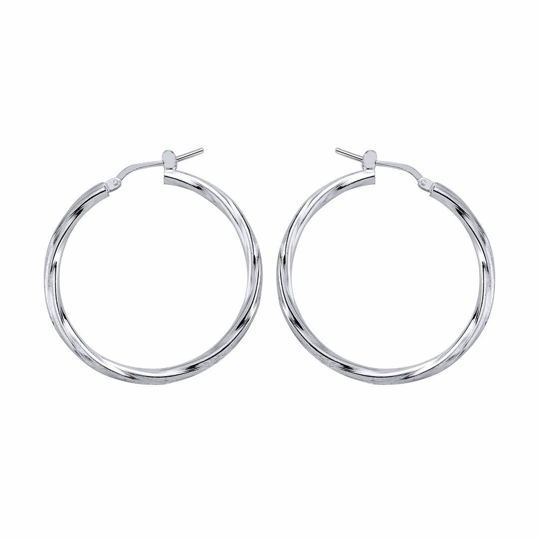 Silver  Twisted Hoop Earrings 37mm - ER18