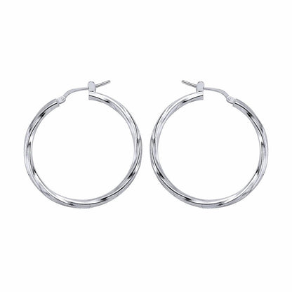Silver  Twisted Hoop Earrings 37mm - ER18