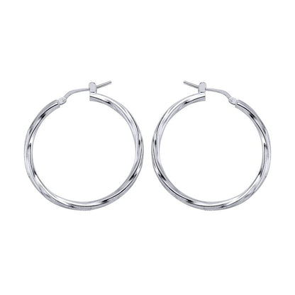 Silver  Twisted Hoop Earrings 37mm - ER18