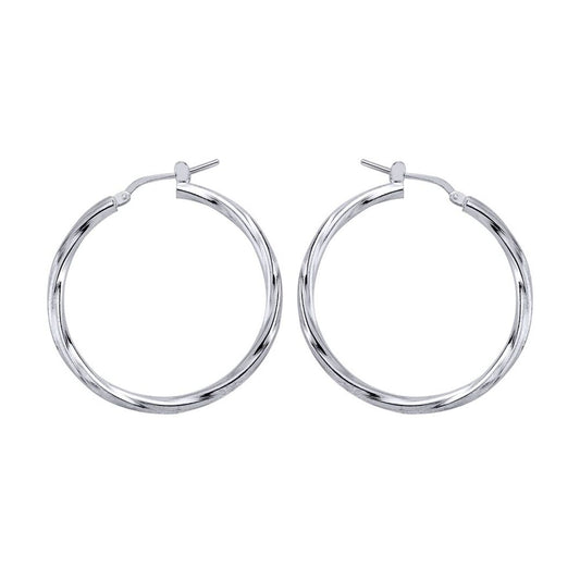 Silver  Twisted Hoop Earrings 37mm - ER18