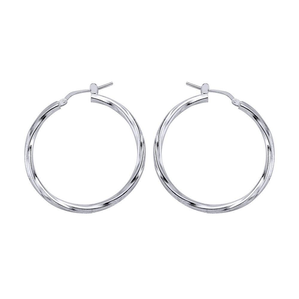 Silver  Twisted Hoop Earrings 37mm - ER18