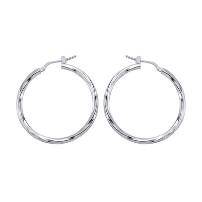 Silver  Twisted Hoop Earrings 37mm - ER18