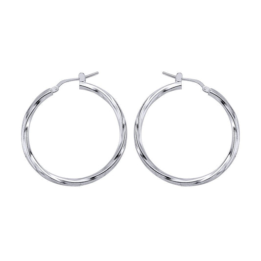 Silver  Twisted Hoop Earrings 37mm - ER18