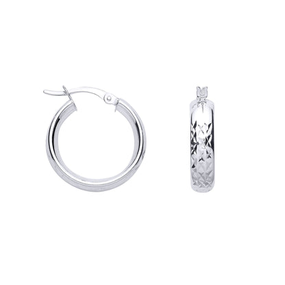 Silver  Chunky Criss Cross Round Hoop Creole Earrings - ER191