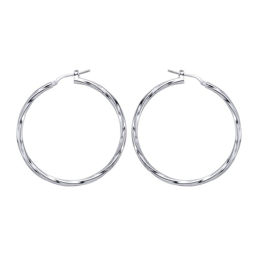 Silver Twisted Hoop Earrings 48mm - ER19