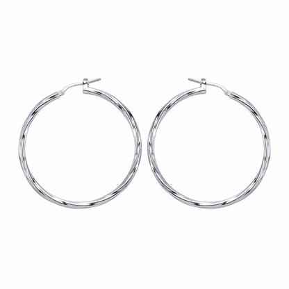 Silver  Twisted Hoop Earrings 48mm - ER19