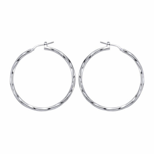 Silver  Twisted Hoop Earrings 48mm - ER19