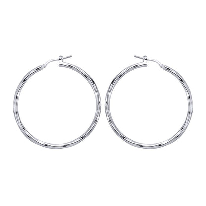 Silver  Twisted Hoop Earrings 48mm - ER19