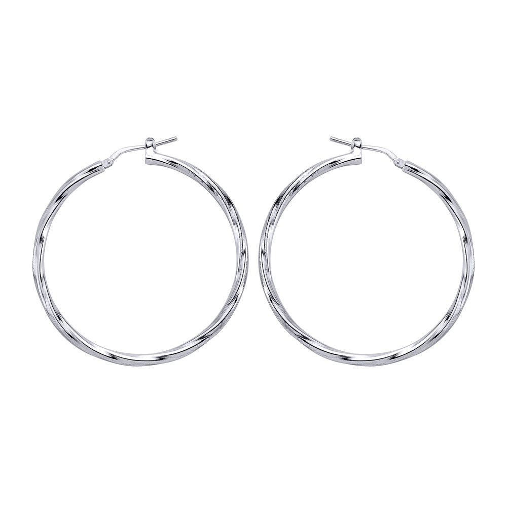 Silver  Twisted Hoop Earrings 48mm - ER19