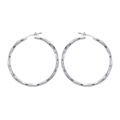 Silver  Twisted Hoop Earrings 48mm - ER19