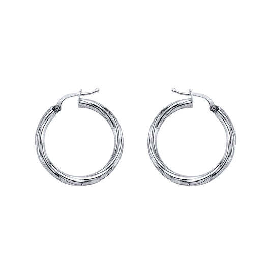 Silver  Twisted Hoop Earrings 27mm - ER20