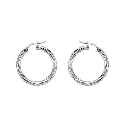 Silver  Twisted Hoop Earrings 27mm - ER20