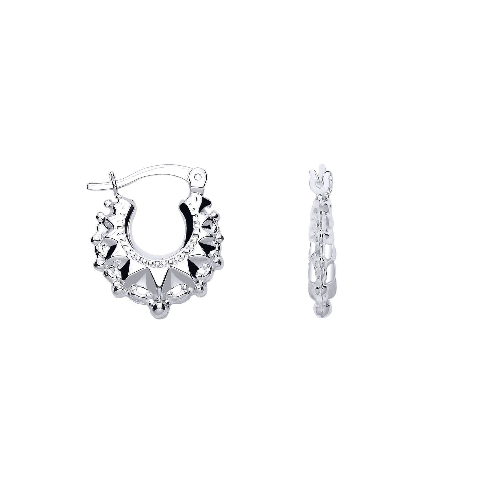 Silver  Round Victorian Gypsy Spike Creole Earrings Small - ER201