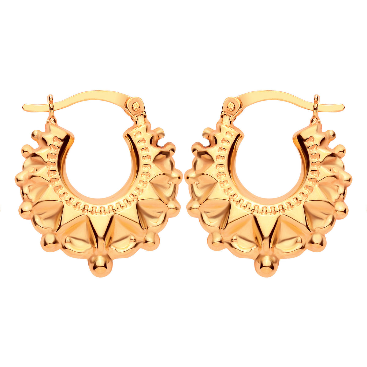 Gold-plated Silver  Victorian Gypsy Spike Creole Earrings Medium - ER202G