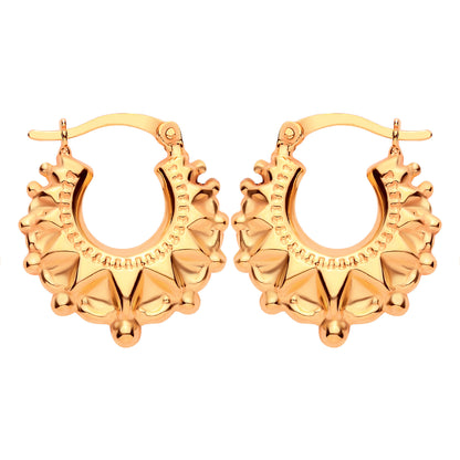Gold-plated Silver  Victorian Gypsy Spike Creole Earrings Medium - ER202G