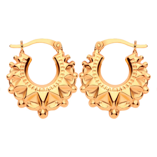 Gold-plated Silver  Victorian Gypsy Spike Creole Earrings Medium - ER202G