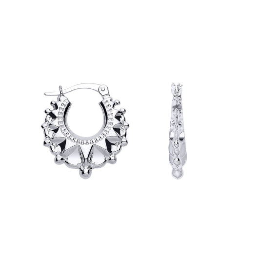 Silver  Round Victorian Gypsy Spike Creole Earrings Medium - ER202