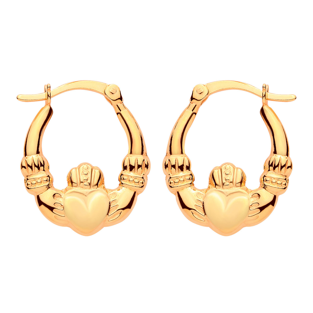 Gold-plated Silver  Puffed Claddagh Creole Earrings Small - ER204SMLG