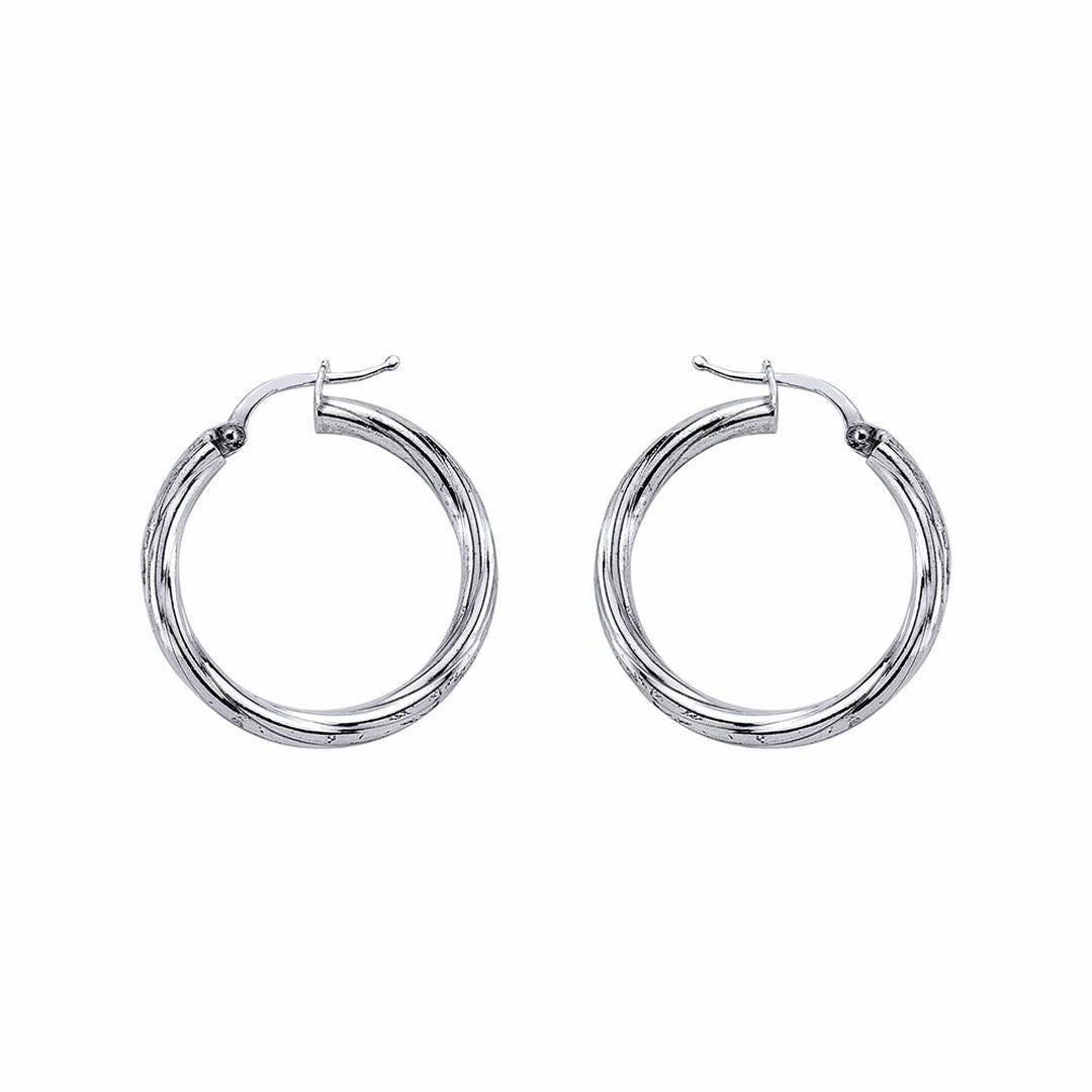 Silver  Twisted Hoop Earrings 27mm - ER20