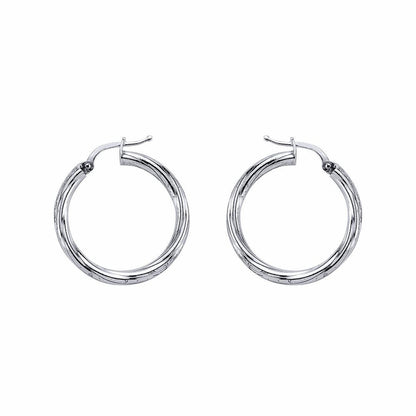 Silver  Twisted Hoop Earrings 27mm - ER20