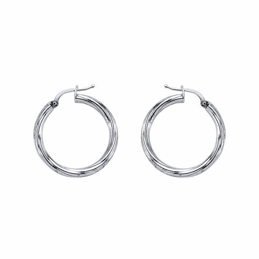 Silver  Twisted Hoop Earrings 27mm - ER20