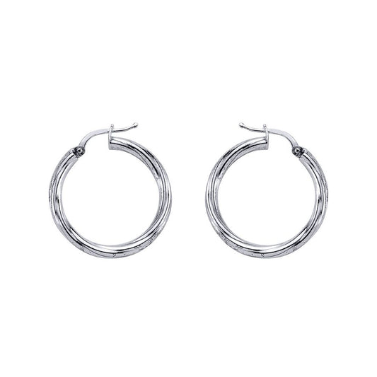 Silver Twisted Hoop Earrings 27mm - ER20