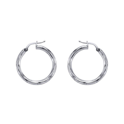 Silver  Twisted Hoop Earrings 27mm - ER20