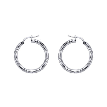 Silver  Twisted Hoop Earrings 27mm - ER20