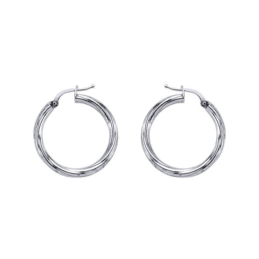 Silver  Twisted Hoop Earrings 27mm - ER20