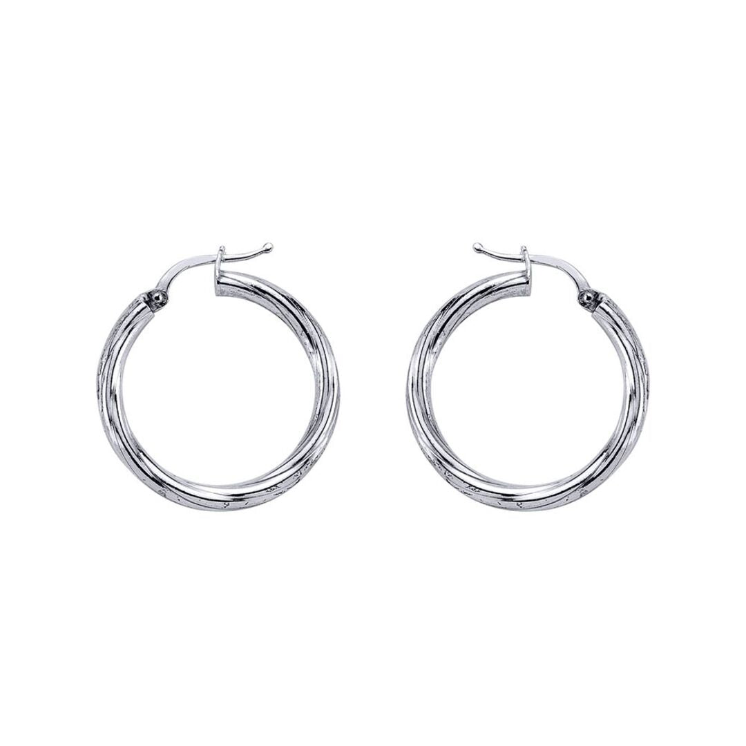 Silver  Twisted Hoop Earrings 27mm - ER20
