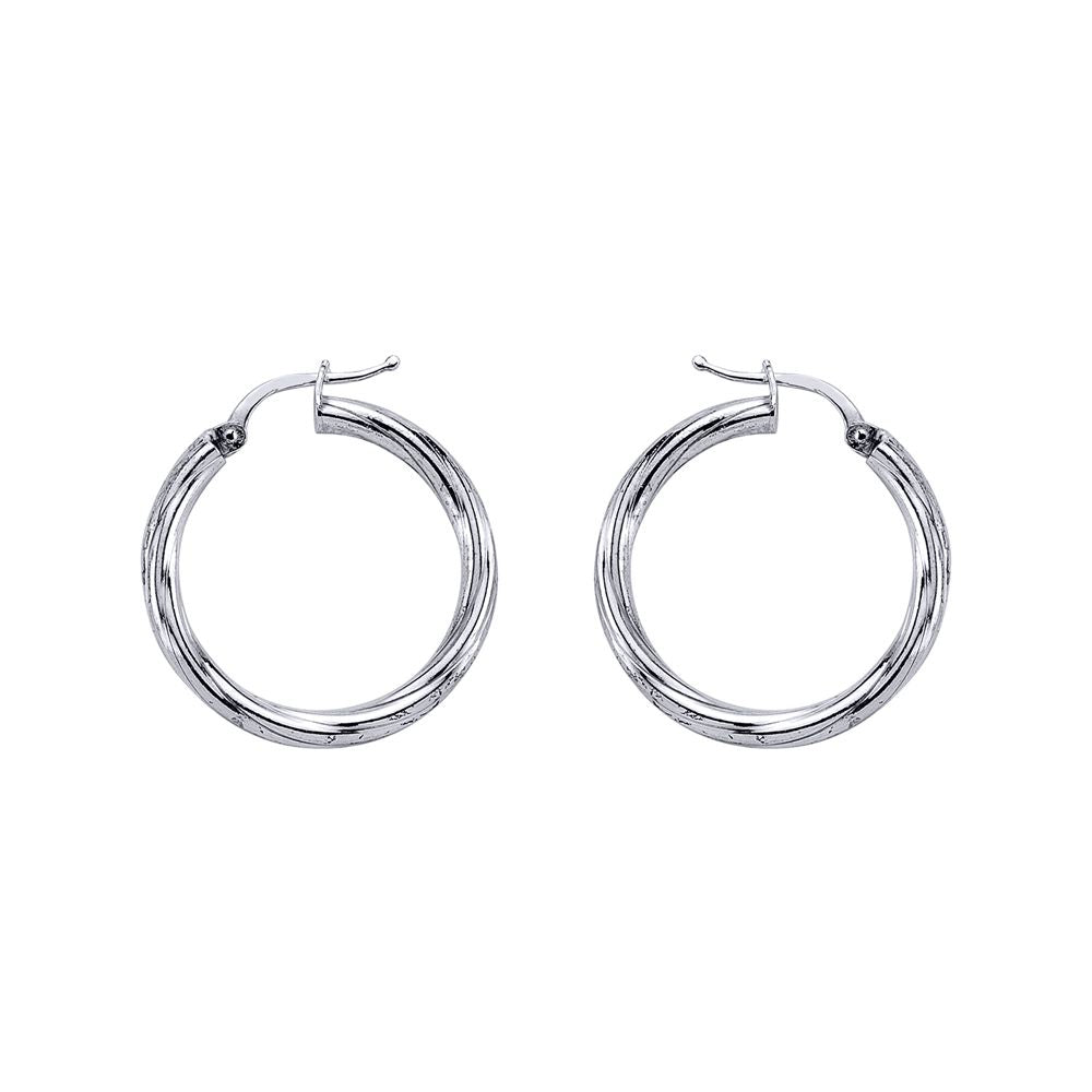 Silver  Twisted Hoop Earrings 27mm - ER20