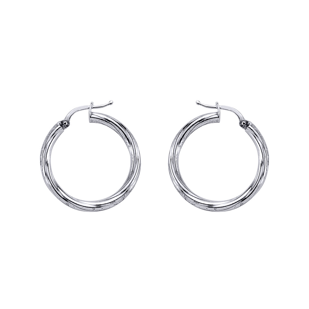 Silver  Twisted Hoop Earrings 27mm - ER20