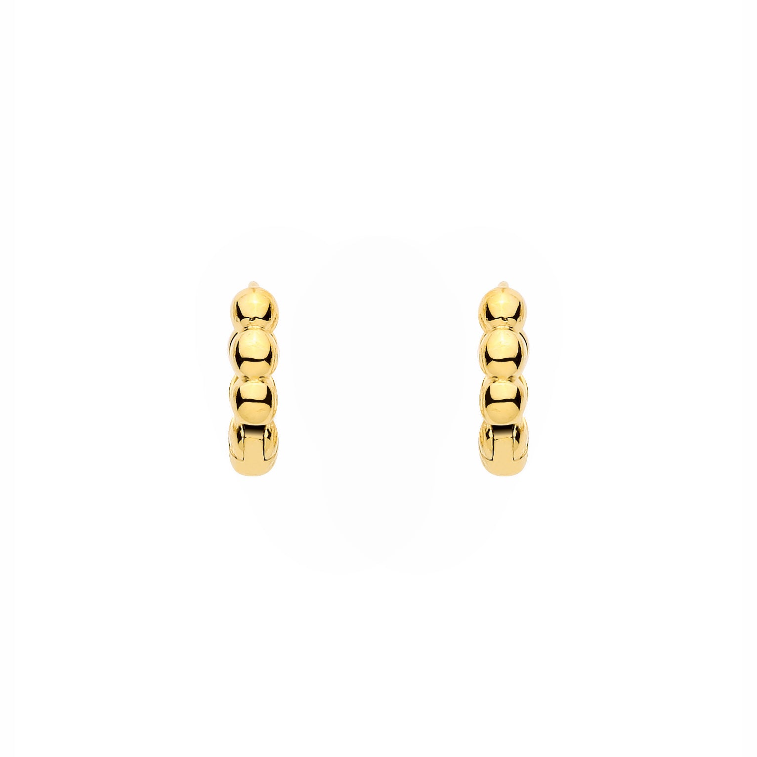 Gold-plated Silver  Scalloped Puffy Bead Bumpy Creole Earrings - ER216