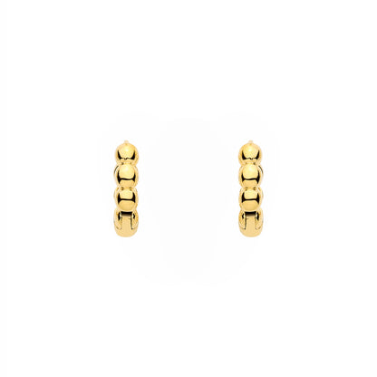Gold-plated Silver  Scalloped Puffy Bead Bumpy Creole Earrings - ER216