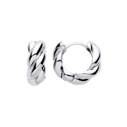 Sterling Silver Twist Hoop Earrings - ER217