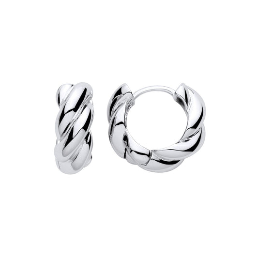 Sterling Silver Twist Hoop Earrings - ER217