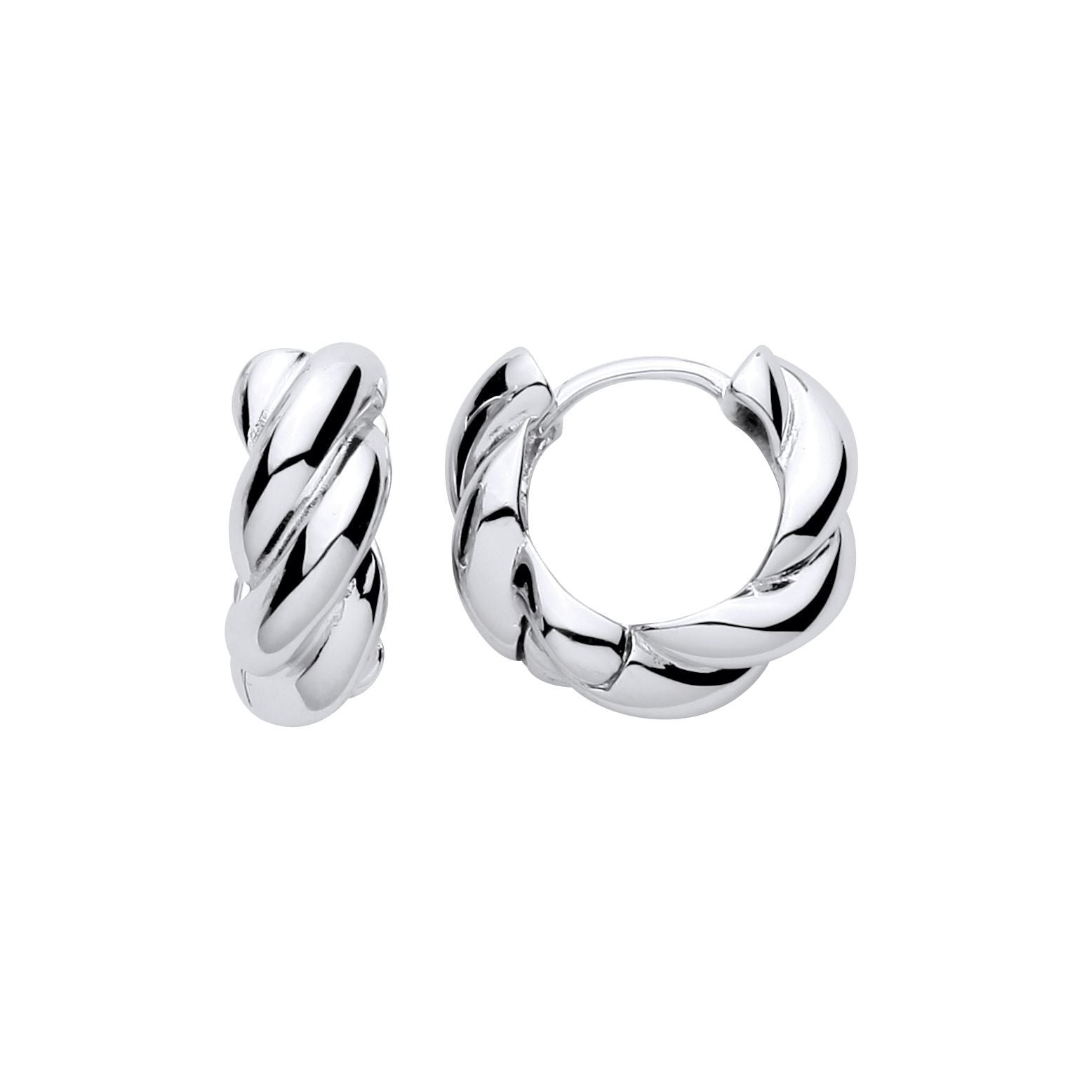 Silver  Luminous Helix Sculptural Braid Ribbon Twist Hoop Earrings - ER217